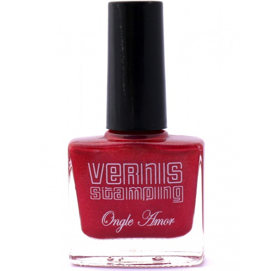 Vernis Stamping Rouge pailleté - ONGLE AMOR