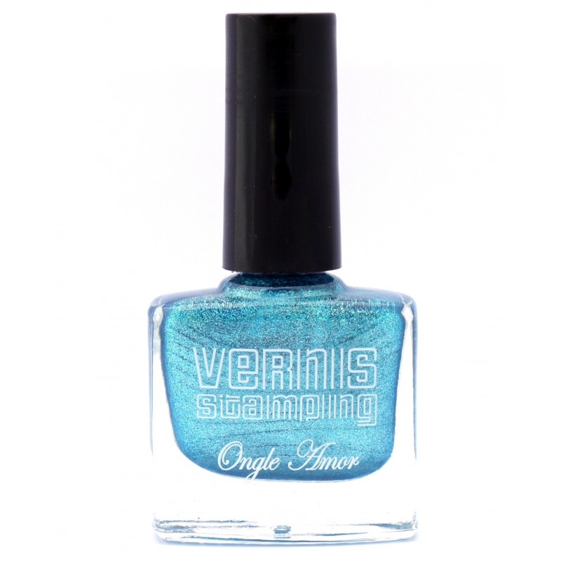 Vernis Stamping Bleu Irisé