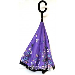 PARAPLUIE INVERSE PAPILLON  VIOLET -PRATIQ' PARAPLUIE