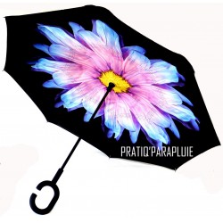 PARAPLUIE INVERSE Fleur Violette et Jaune -PRATIQ' PARAPLUIE