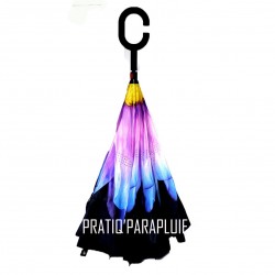 PARAPLUIE INVERSE Fleur Violette et Jaune -PRATIQ' PARAPLUIE