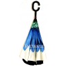 PARAPLUIE INVERSE Fleur Bleu fond blanc -PRATIQ' PARAPLUIE