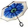PARAPLUIE INVERSE Fleur Bleu fond blanc -PRATIQ' PARAPLUIE
