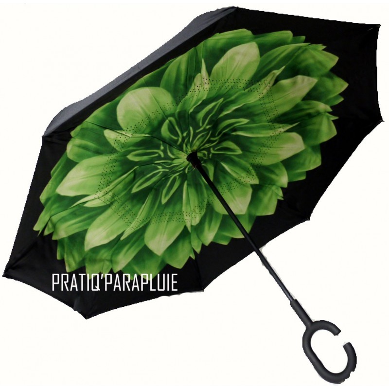 PARAPLUIE INVERSE Fleur Verte -PRATIQ' PARAPLUIE