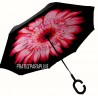 PARAPLUIE INVERSE Fleur Rose coeur Noir -PRATIQ' PARAPLUIE