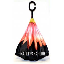 PARAPLUIE INVERSE Fleur orange coeur jaune -PRATIQ' PARAPLUIE