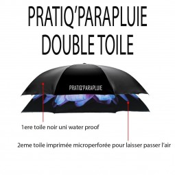 PARAPLUIE INVERSE PAPILLON NOIR ET ROSE -PRATIQ' PARAPLUIE